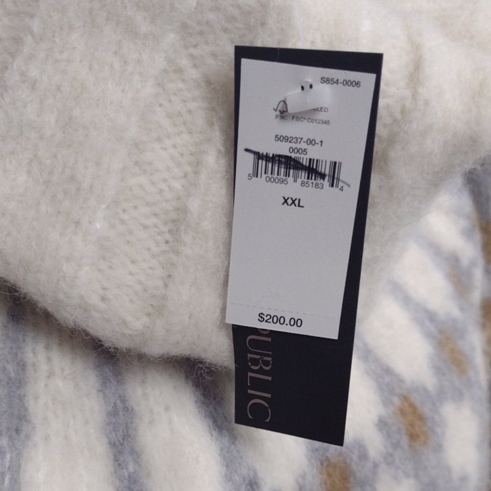 NEWBanana Republic51% Alpaca Cream Turtleneck Bosque Oversized Fair Isle Sweater - Picture 3 of 13